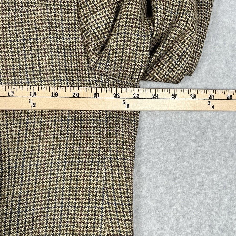 Men's Chaps Ralph Lauren 100% Silk Tan Houndstooth 2-Button 44L Blazer Jacket - Picture 9 of 11